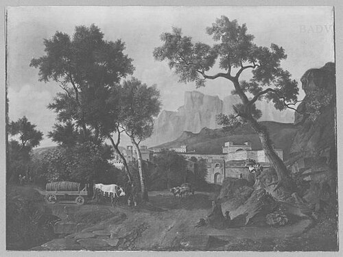 Italian scenery with figures, 1654, Jan Hackaert