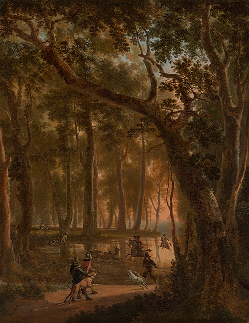 La chasse au cerf dans une forêt, 1672, Jan Hackaert