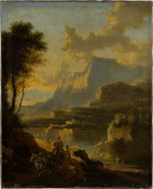Mountainous Landscape with Rider at Sunset, 1672, Jan Hackaert