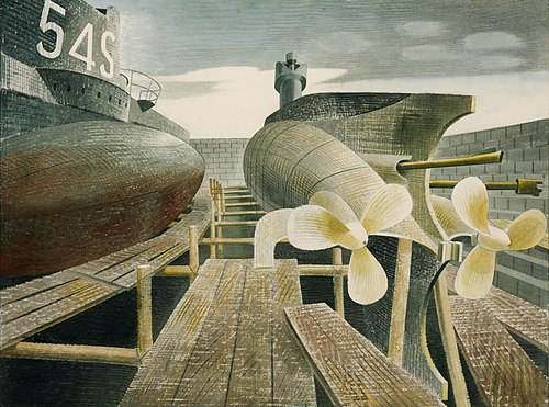 Submarines in Dry Dock, 1940, Eric Ravilious