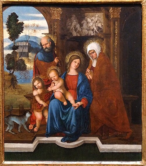 Holy Family with Child Saint John and Saint Anne, 1511, Ludovico Mazzolino