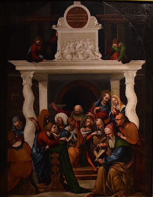 Jesus Christ among the doctors, , Ludovico Mazzolino