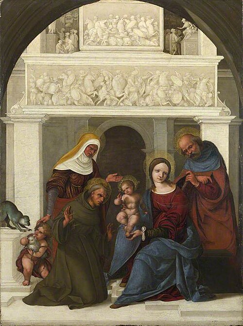 The Holy Family with Saint Francis, 1524, Ludovico Mazzolino