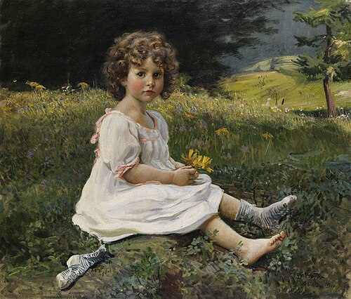 Mädchen auf einer Blumenwiese, 1911, Gottfried Hofer