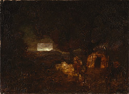The Canoe Builders, 1883, Ralph Albert Blakelock