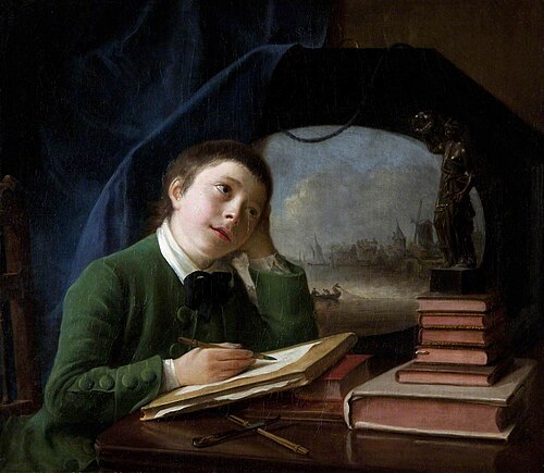 Portrait of His Son Sketching, 1769, Nathaniel, I Hone