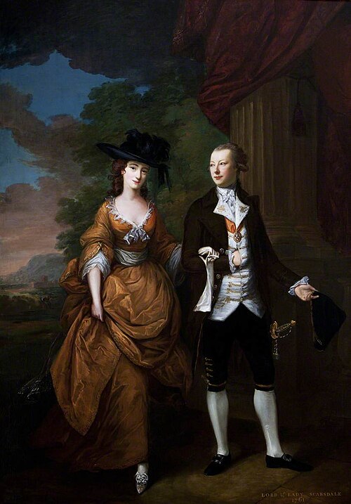 Nathaniel Curzon, 1st Baron Scarsdale (1726-1804) and his Wife Lady Caroline Colyear, Lady Scarsdale, 1761, Nathaniel Hone the Elder