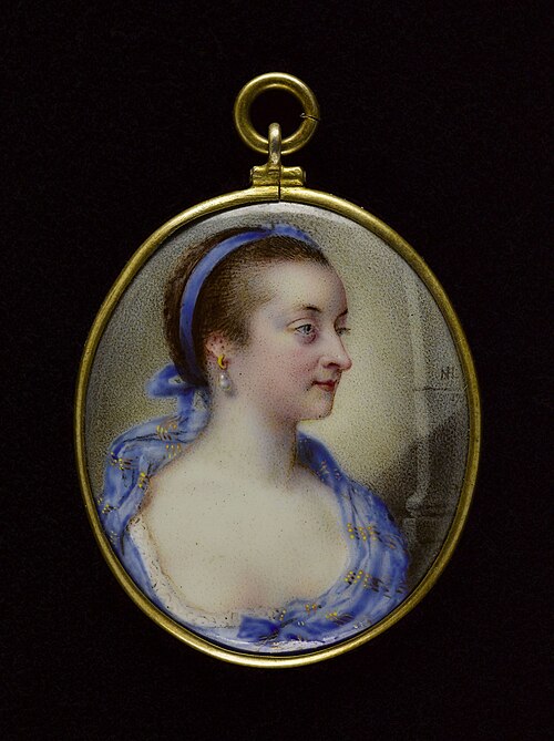 Portrait de jeune femme au fichu bleu, 1759, Nathaniel, I Hone