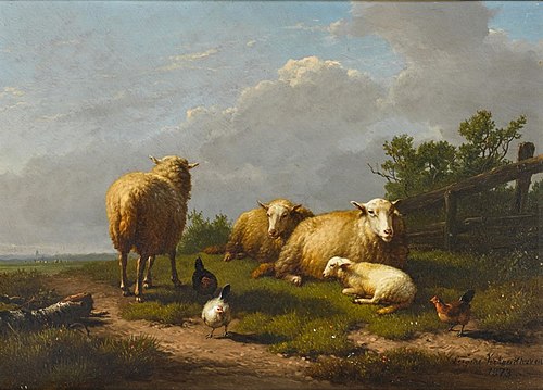Sheep and Chicken in a Landscape, , Eugène Verboeckhoven