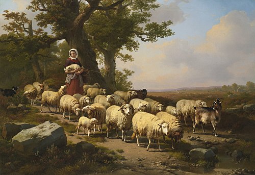 Shepherdess with Her Flock, 1871, Eugène Verboeckhoven
