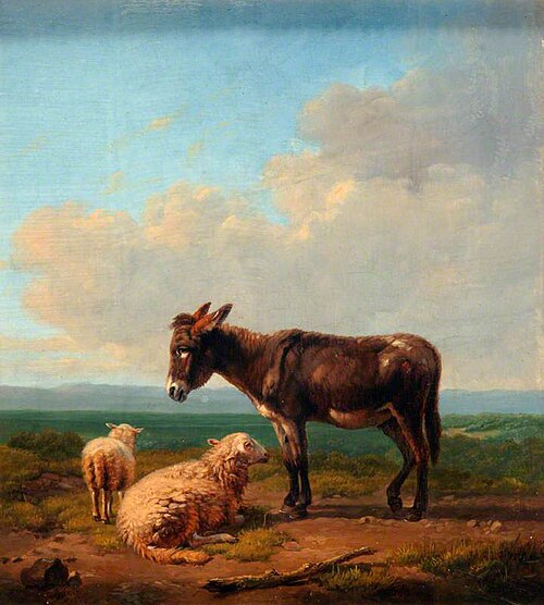 Donkey and Lambs, 1849, Eugène Verboeckhoven