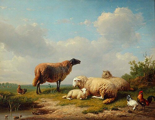 Highland Sheep and Lambs, 1849, Eugène Verboeckhoven