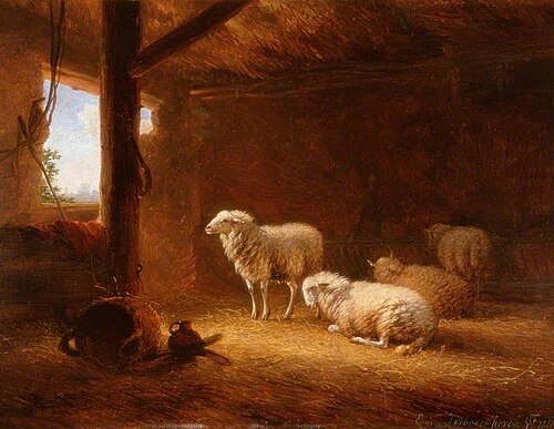 Sheep in a Byre, 1856, Eugène Verboeckhoven