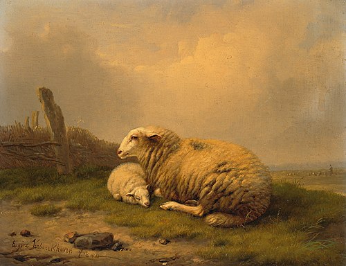 Een rustend schaap en een lam, 1840, Eugène Verboeckhoven