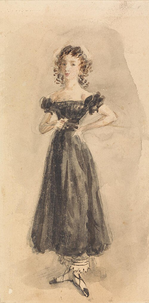 Study of a Young Girl, with Ringlets, in a Black Evening Dress, 1830, William Henry Hunt