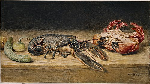 Lobster, Crab, and a Cucumber, 1826, William Henry Hunt