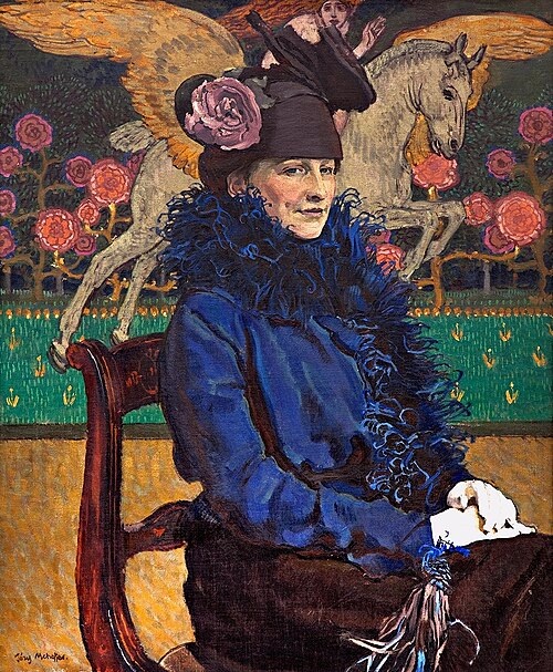 Portrait de la femme de l'artiste avec Pégase., 1913, Józef Mehoffer