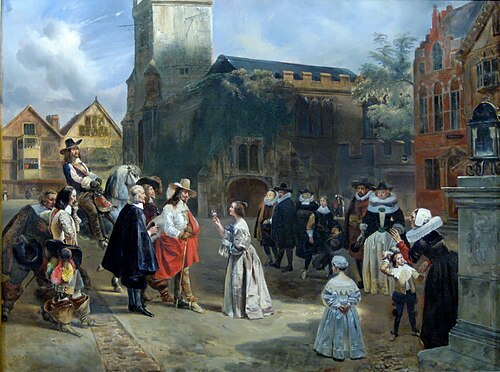 Charles Ier recevant une rose des mains d'une jeune fille, au moment où il est conduit prisonnier au, 1829, Eugène Lami