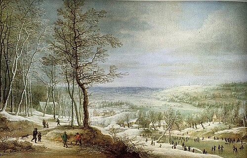 Winter landscape with skaters, 1660, Lucas van Uden