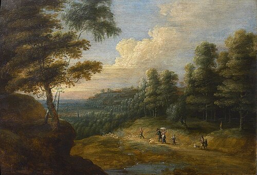 Forest landscape with shepherds, 1650, Lucas van Uden