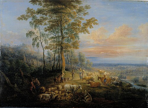 Cattle with cowherds, , Lucas van Uden