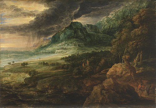 Stormy coast landscape, 1635, Lucas van Uden