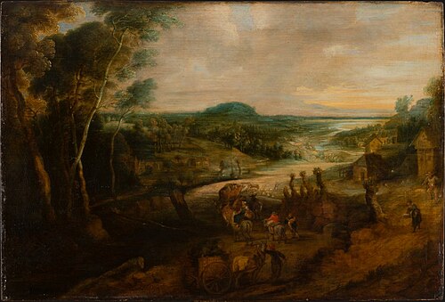 River Landscape with Peasants on the Way to Market, 1629, Lucas van Uden