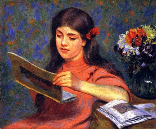 Girl Looking at a Book, 1918, Federico Zandomeneghi