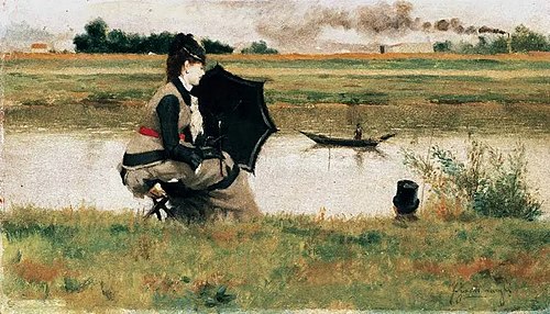 Fishing on the Seine, 1878, Federico Zandomeneghi