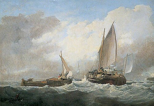 Fishing Boats in a Rough Sea, , Joseph Stannard