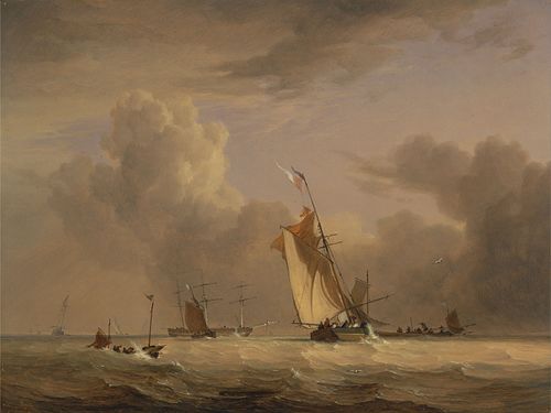 Fishing Smack and Other Vessels in a Strong Breeze, 1830, Joseph Stannard