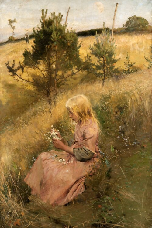 Girl Picking Flowers, 1884, Richard Bergh