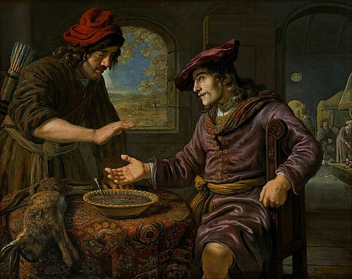 Esaü et le plat de lentilles., 1653, Jan Victors