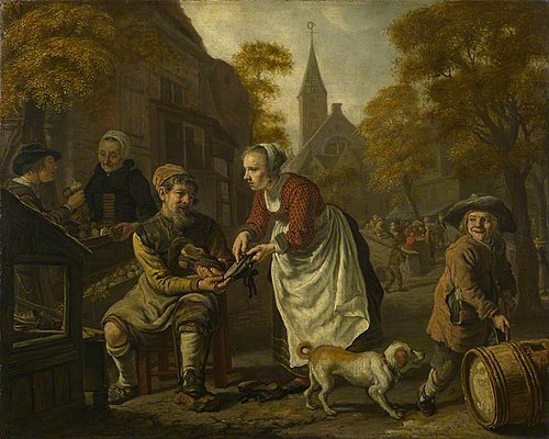 A Village Scene with a Cobbler, 1650, Jan Victors