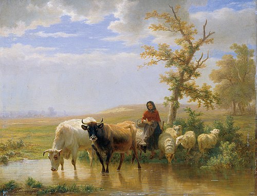 Kühe und Schafe, 1856, Edmond Jean-Baptiste Tschaggeny