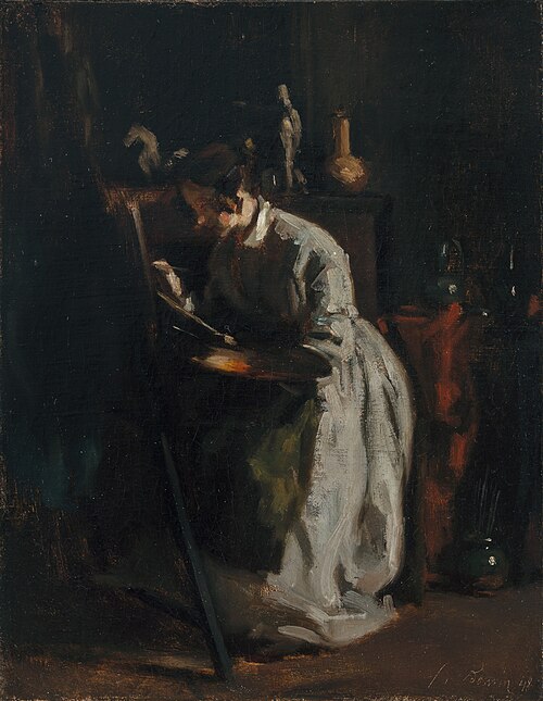 Sophie Unternährer à son chevalet, 1848, François Bonvin