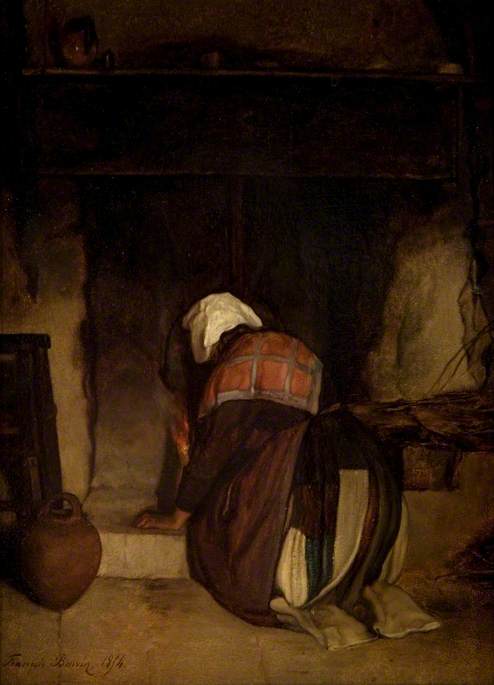 Interior with an Old Woman Kneeling, 1854, François Bonvin