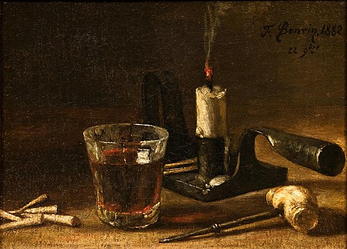Kandelaar en glas, 1882, François Bonvin