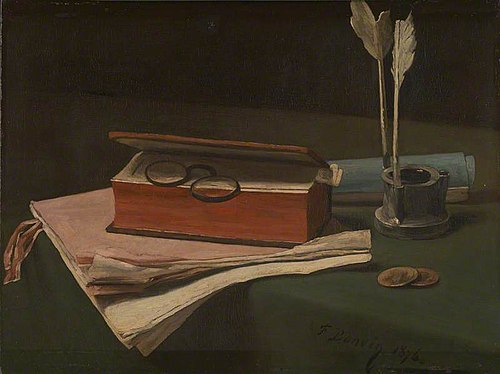 Still Life with Book, Papers and Inkwell, 1876, François Bonvin