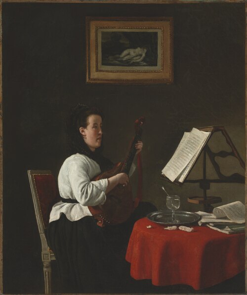 Young Woman with a Mandolin, Portrait of Louison Köhler, 1873, François Bonvin