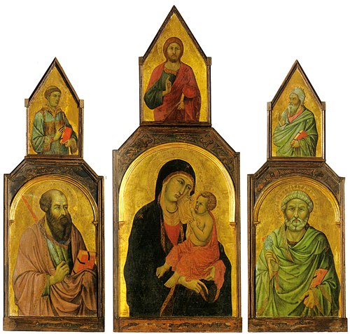 Triptyque de la Vierge à l'Enfant et les saints Pierre et Paul, 1320, Ugolino di Nerio