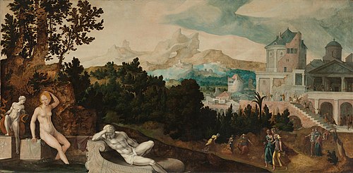 Paysage avec Bethsabée, 1540, Lambert Sustris