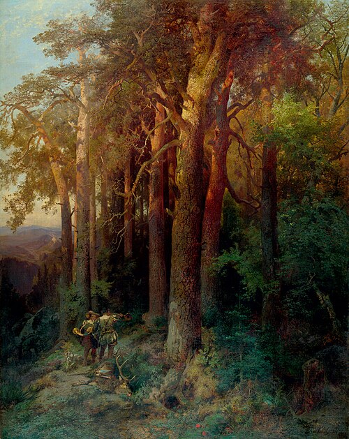 Waldlandschaft im Abendlicht, 1869, Erwin Oehme