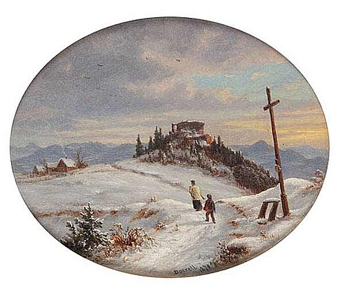 A Winter Landscape with the Ruined Blansko Castle, near Ústí nad Labem, 1870, Ernst Gustav Doerell