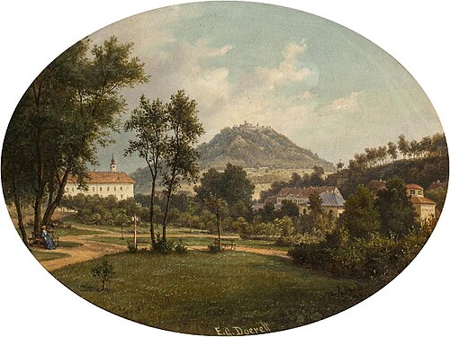 View of Doubravka from the Teplice Chateau Park, 1874, Ernst Gustav Doerell