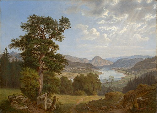 The Elbe valley near Aussig (Ústí nad Labem), 1867, Ernst Gustav Doerell