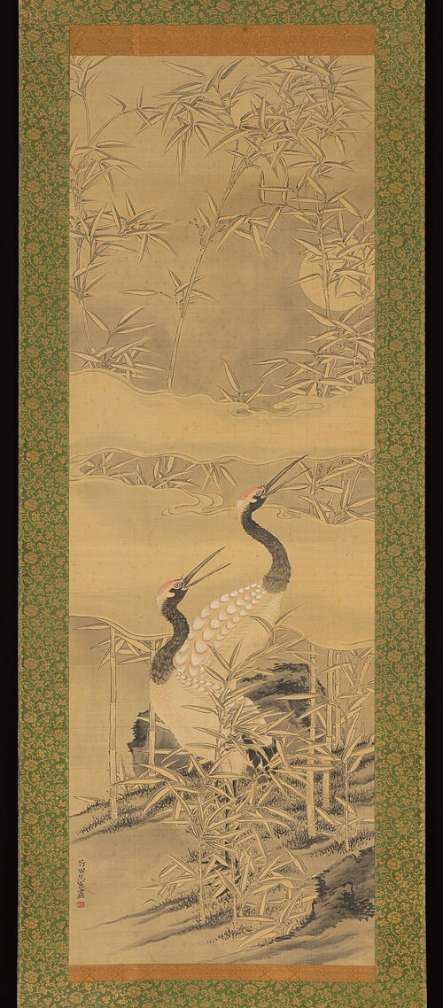 Pair of Cranes in Bamboo Grove, 1830, Tanomura Chikuden