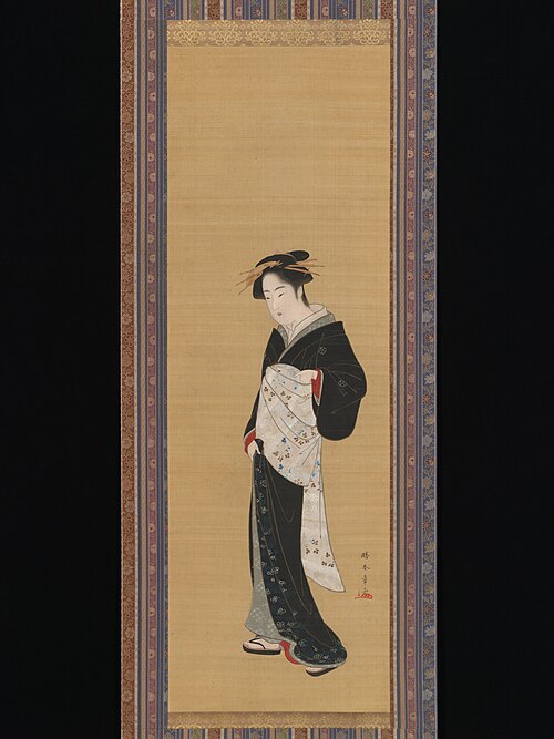 Woman in a Black Kimono, 1735, Katsukawa Shunshō