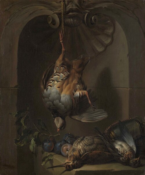 Jagdstilleben mit Rebhuhn vor Steinnische, , Alexandre-François Desportes