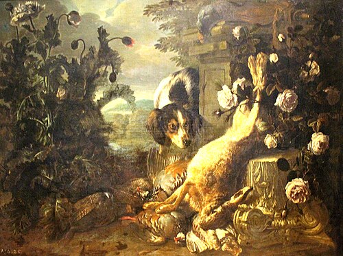 Trophée de chasse avec chien, 1716, Alexandre-François Desportes